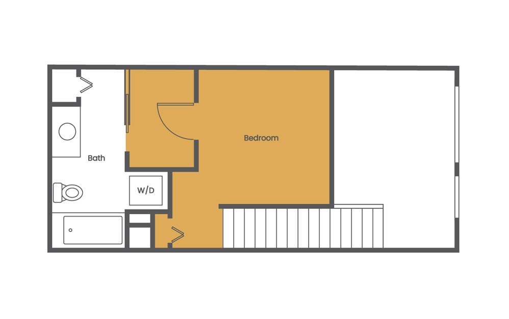 One Bedroom Townhouse - 1 bedroom floorplan layout with 1 bath and 761 to 984 square feet. (Floor 2)